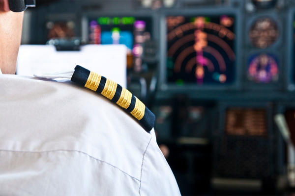 Captain epaulet - shoulder of a jet airliner pilot