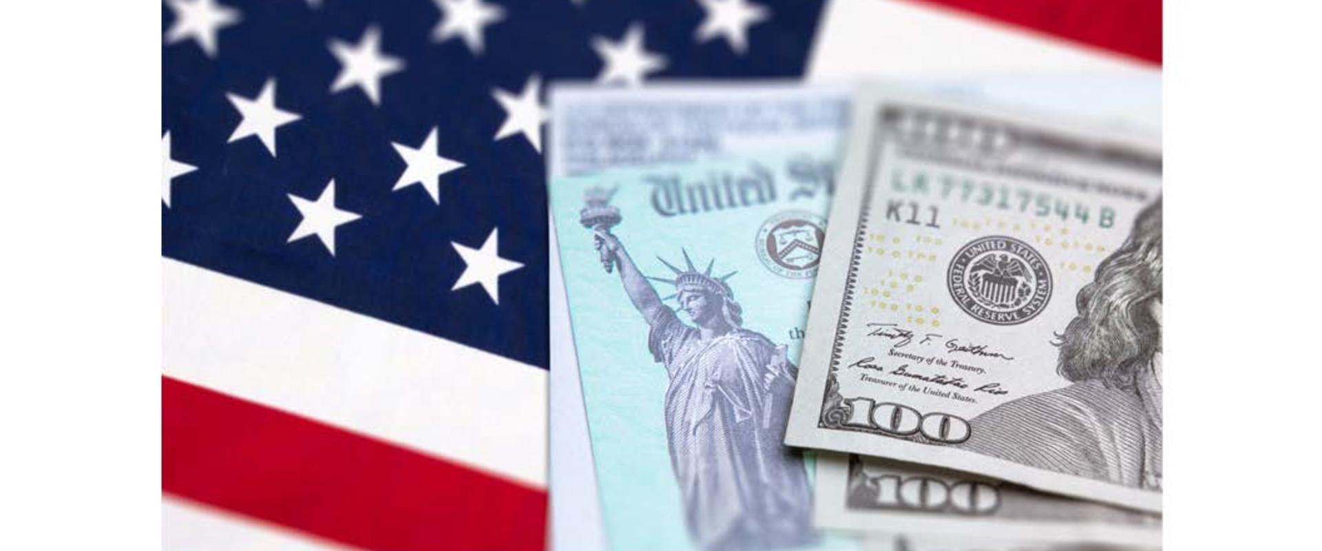 American Flag, Statue of Liberty and Money