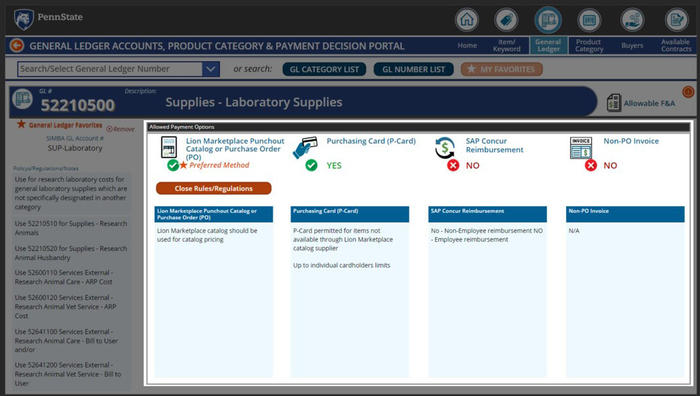 Screenshot of Procurement Search Tool large section to the right of the notes section