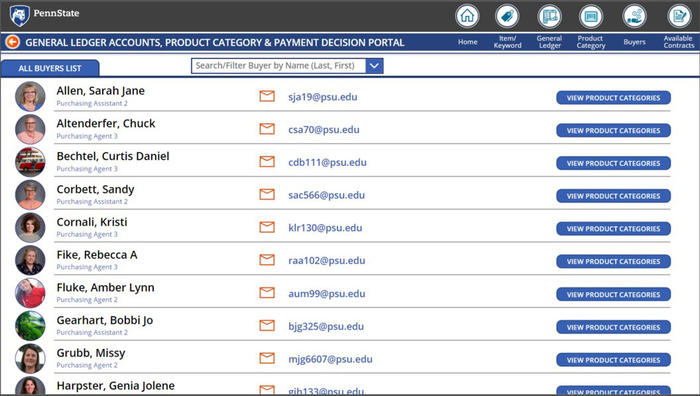 Screenshot of Procurement Search Tool buyer details