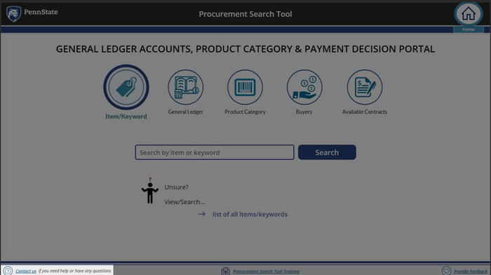 Screenshot of Procurement Search Tool Contact Us