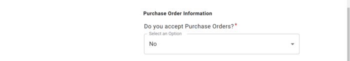 Screenshot of accepting purchase orders in PaymentWorks application