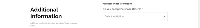 Screenshot of accepting purchase orders field in PaymentWorks application